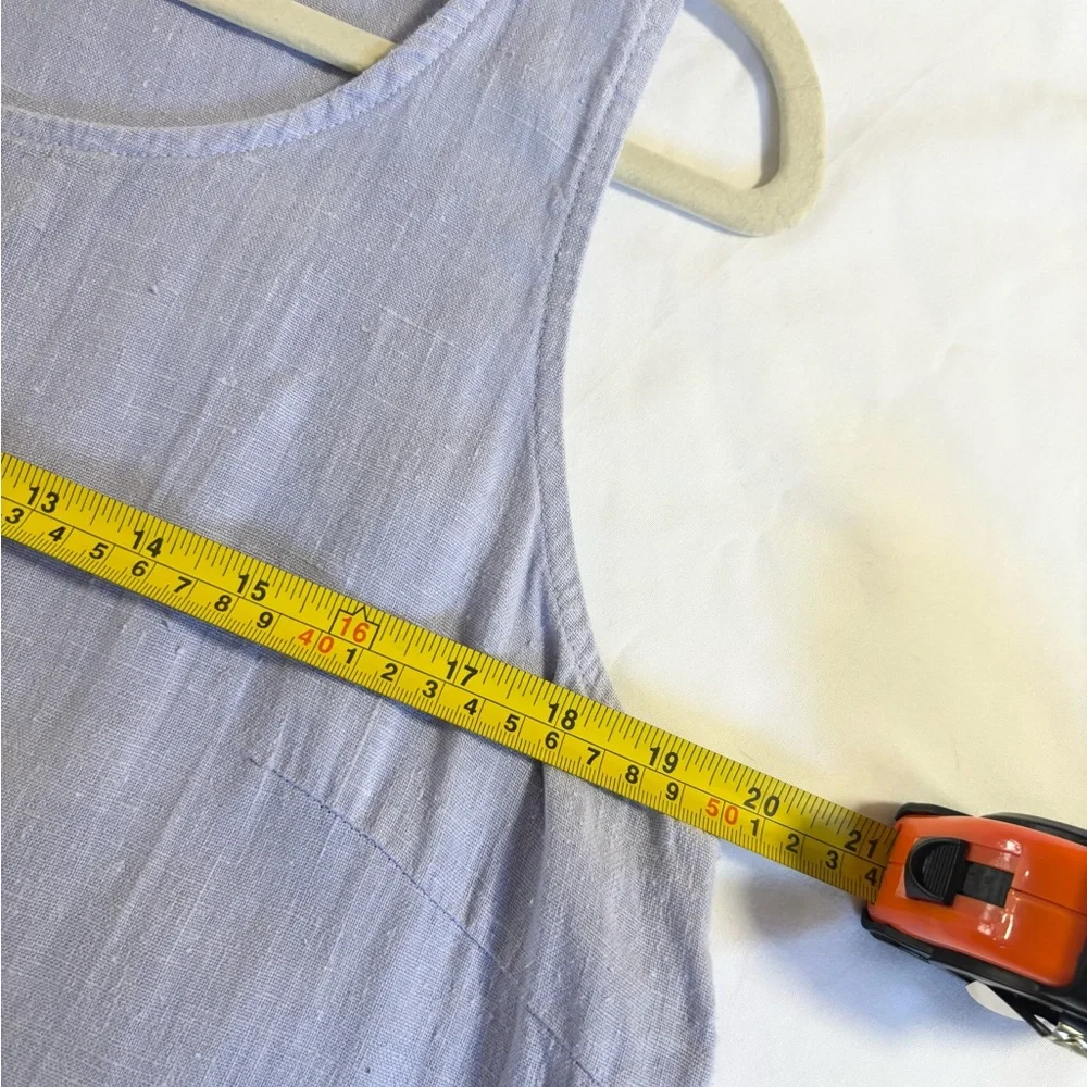 Purple Sleeveless linen Dress with Starfish Embroidery LARGE - Picture 6 of 8